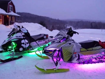LED Lights on Snowmobile