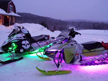 LED Lights on Snowmobile