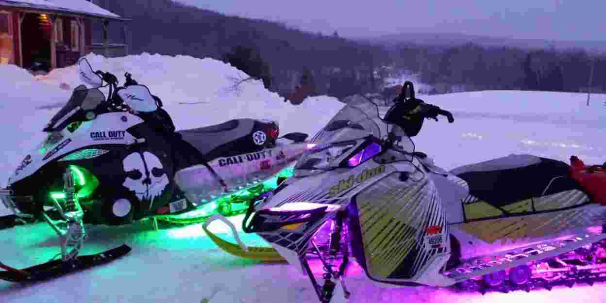 LED Lights on Snowmobile