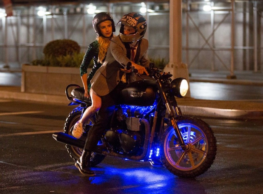 XKGLOW lights on a Triumph Bonneville in the 2016 movie, Nerve